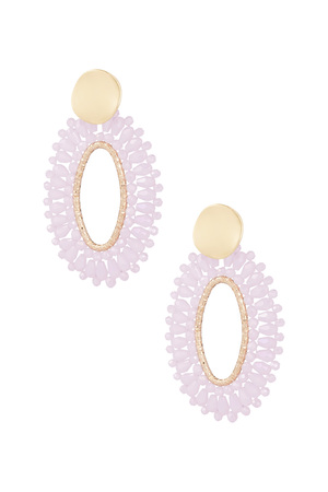 Oval statement earrings - pink/gold h5 