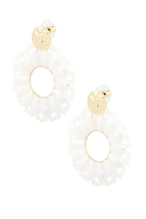 Statement daisy shape earrings - white  h5 