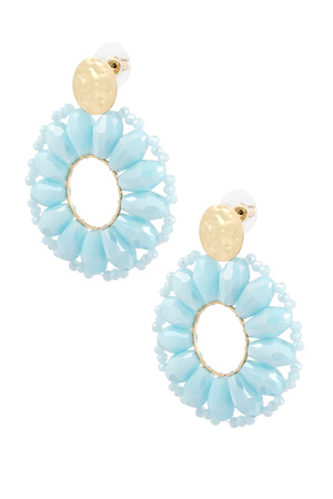 Statement daisy shape earrings - light blue  h5 