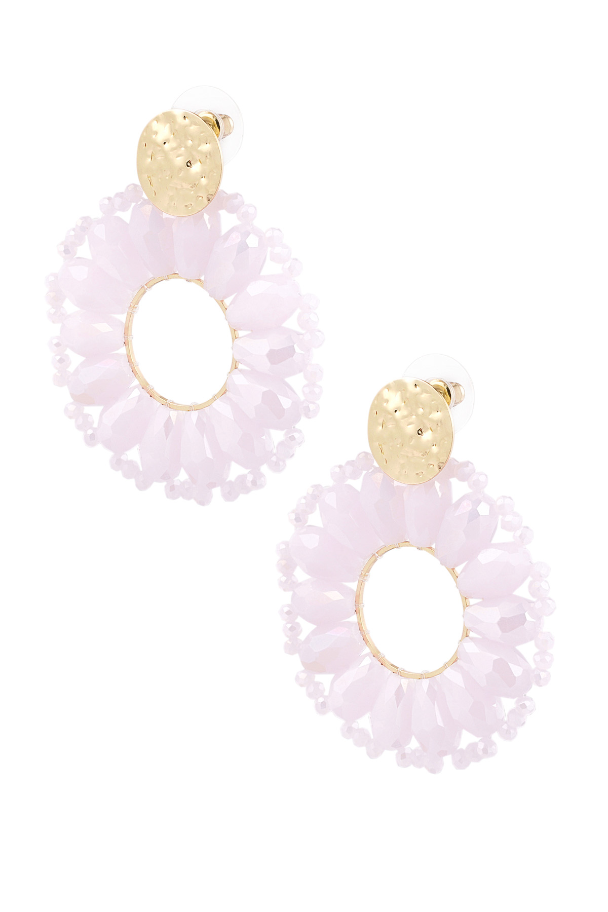 Statement daisy shape earrings - pale pink