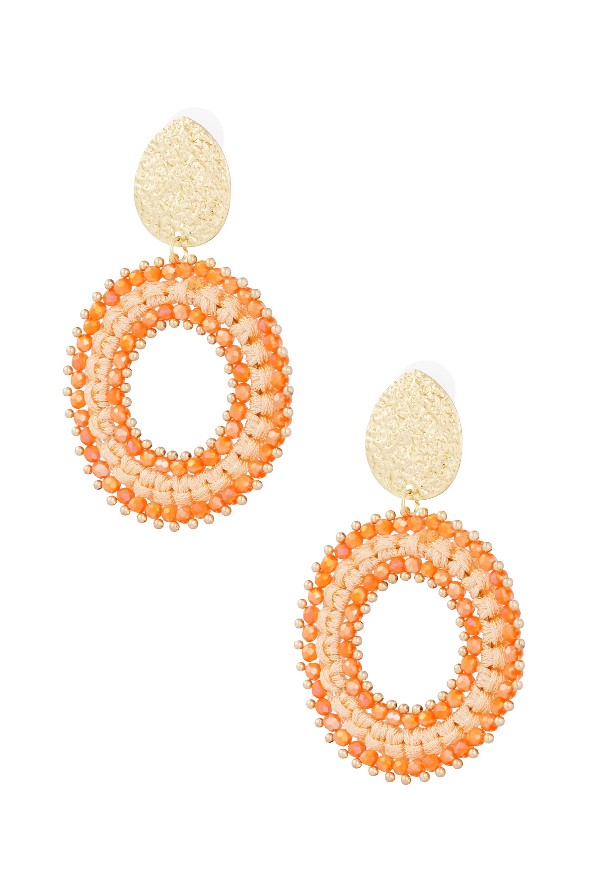Statement ibiza vibe earrings - orange/gold