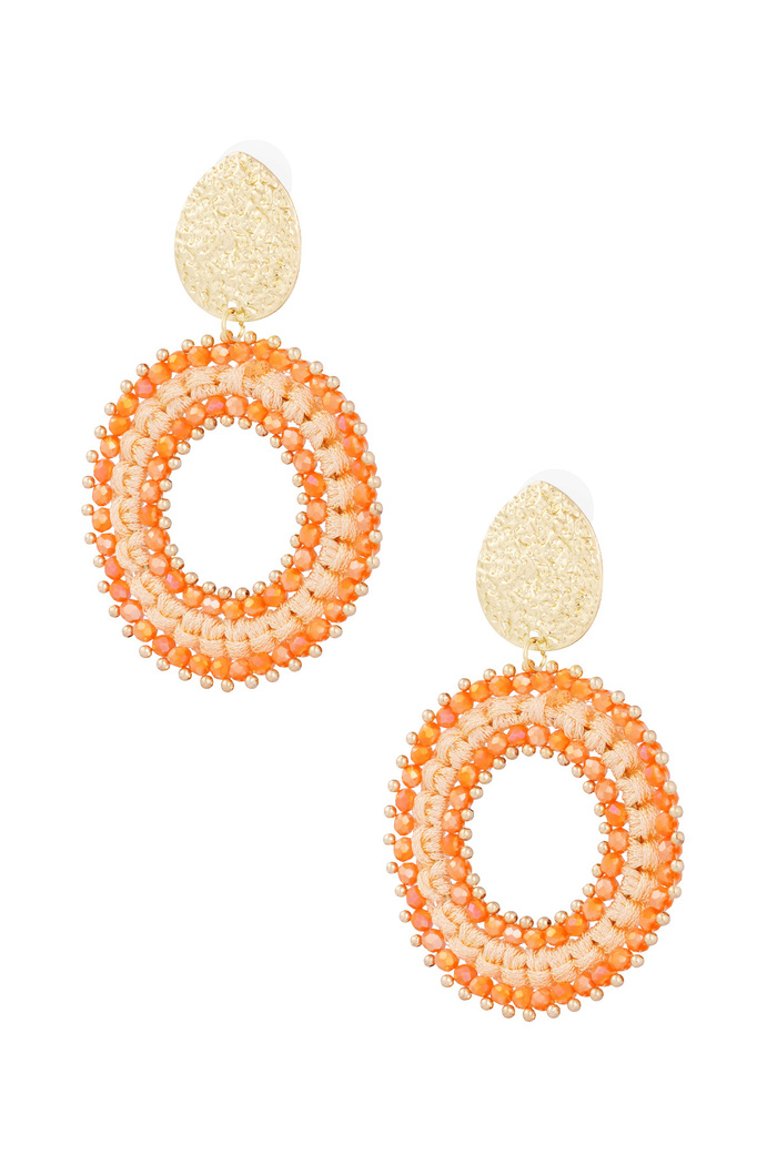 Statement ibiza vibe earrings - orange/gold 