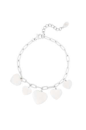 Linked bracelet with heart charms - silver h5 