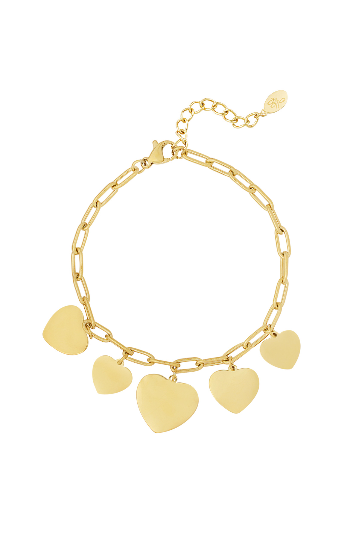 Linked bracelet with heart charms - gold 