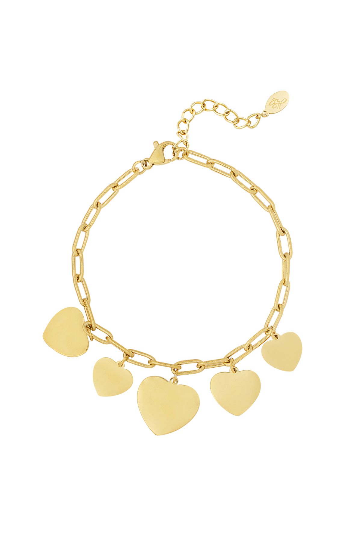 Linked bracelet with heart charms - Gold color