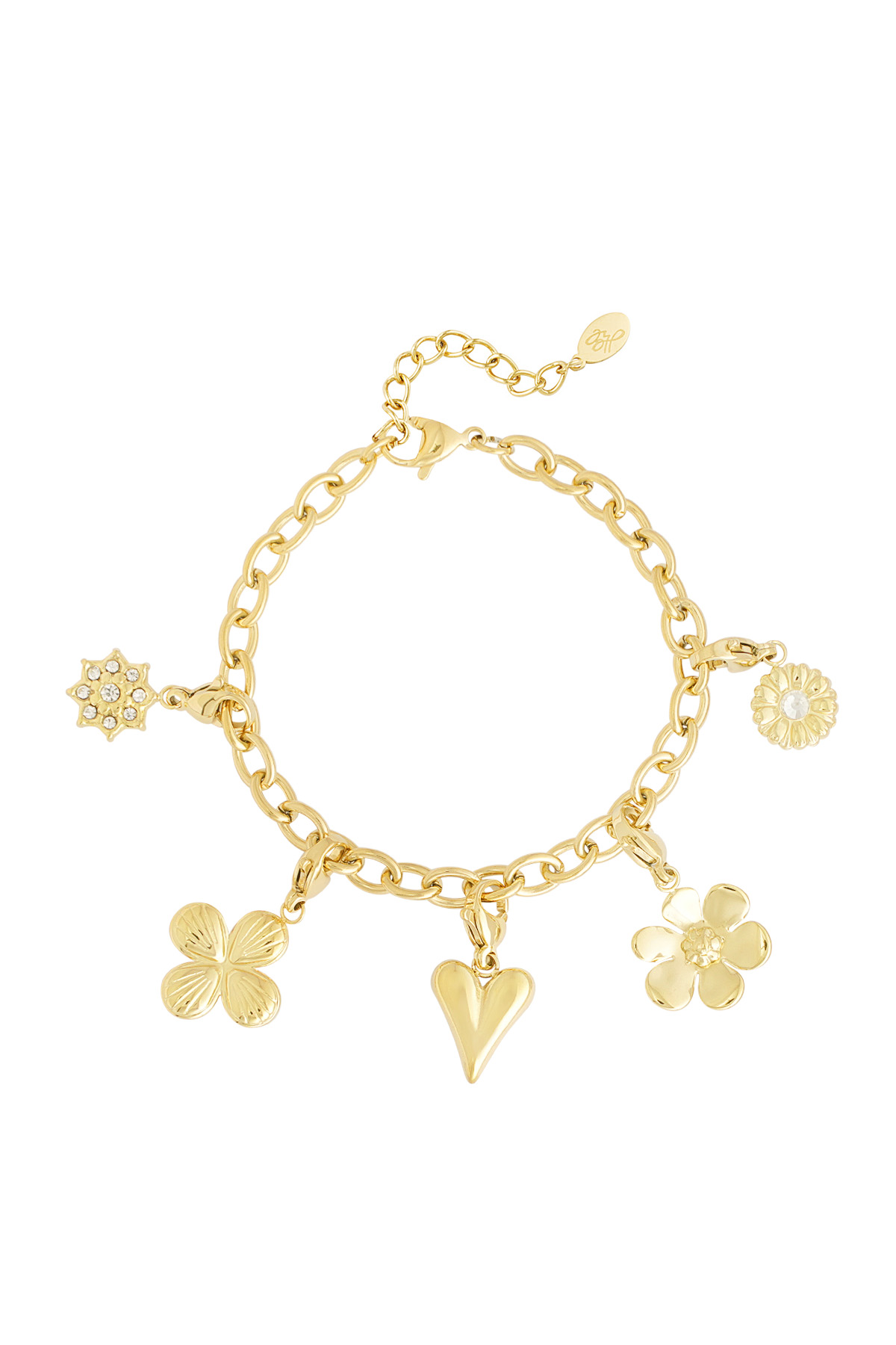 Bracelet with heart-shaped charms - gold 