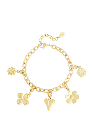 Bracelet with heart-shaped charms - gold h5 