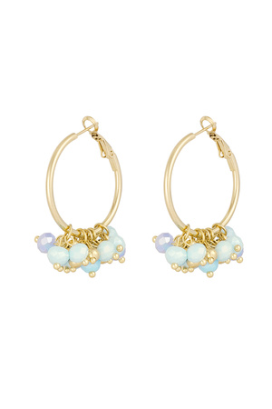 Cheerful earring with colored crystals - blue gold h5 