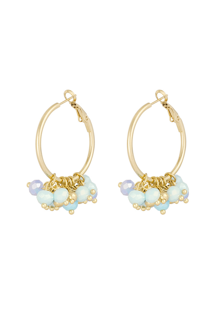 Cheerful earring with colored crystals - blue gold 