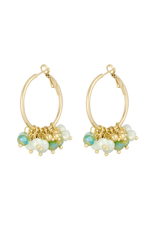 Cheerful earring with colored crystals - green gold h5 