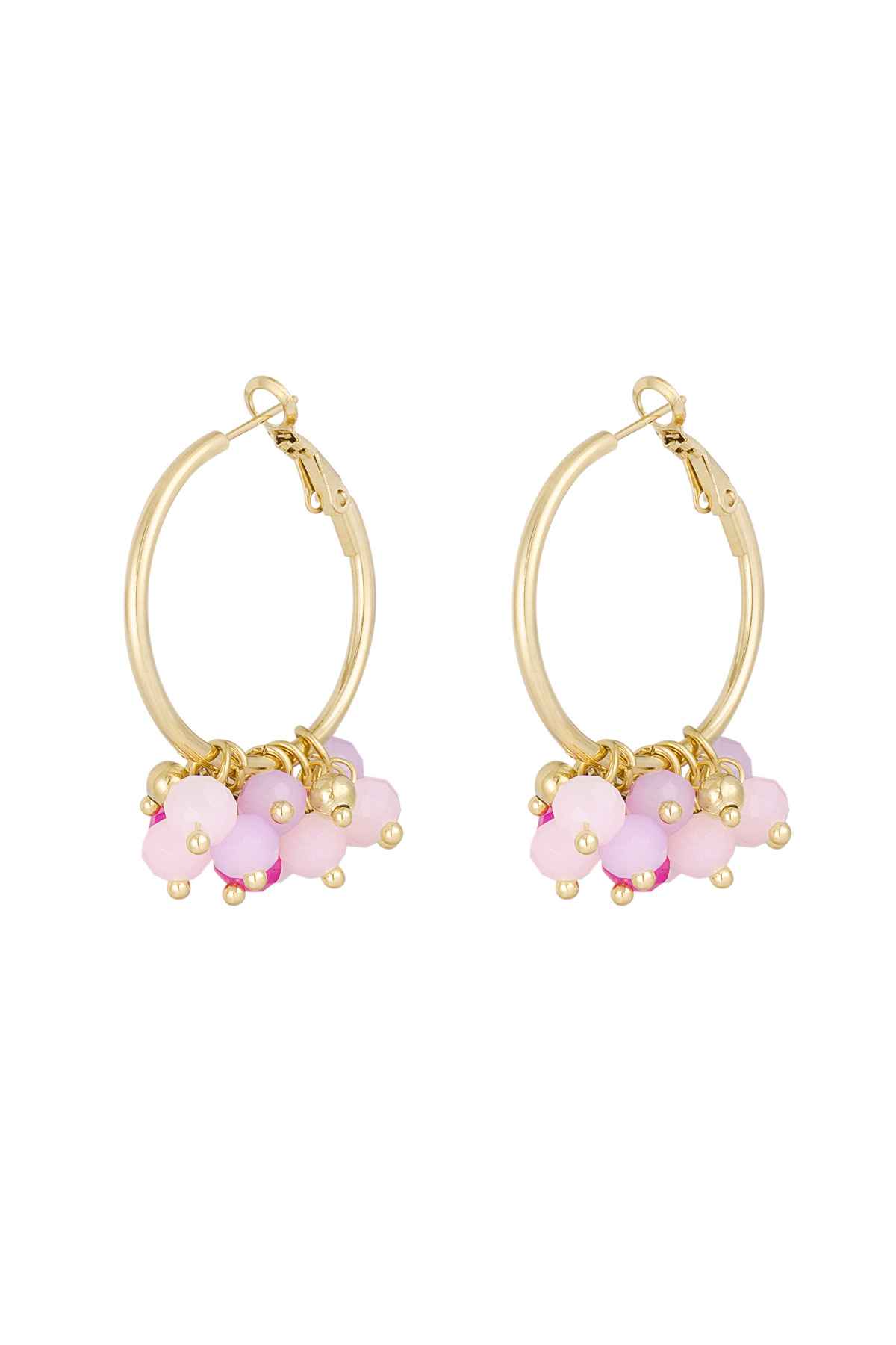 Cheerful earring with colored crystals - fuchsia