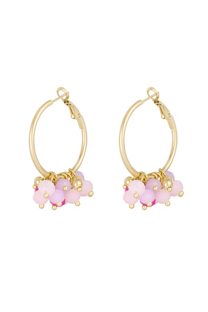 Cheerful earring with colored crystals - fuchsia h5 