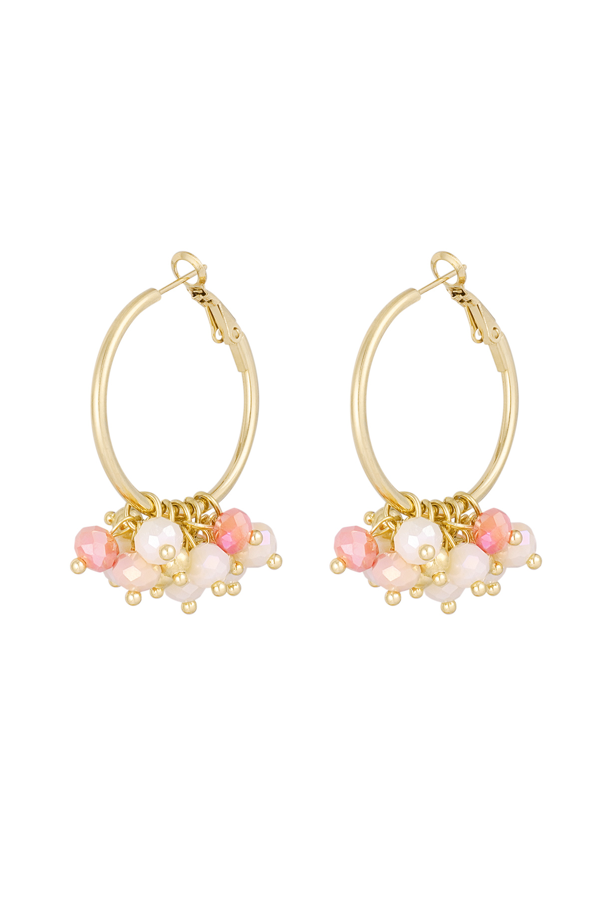 Cheerful earring with colored crystals - coral