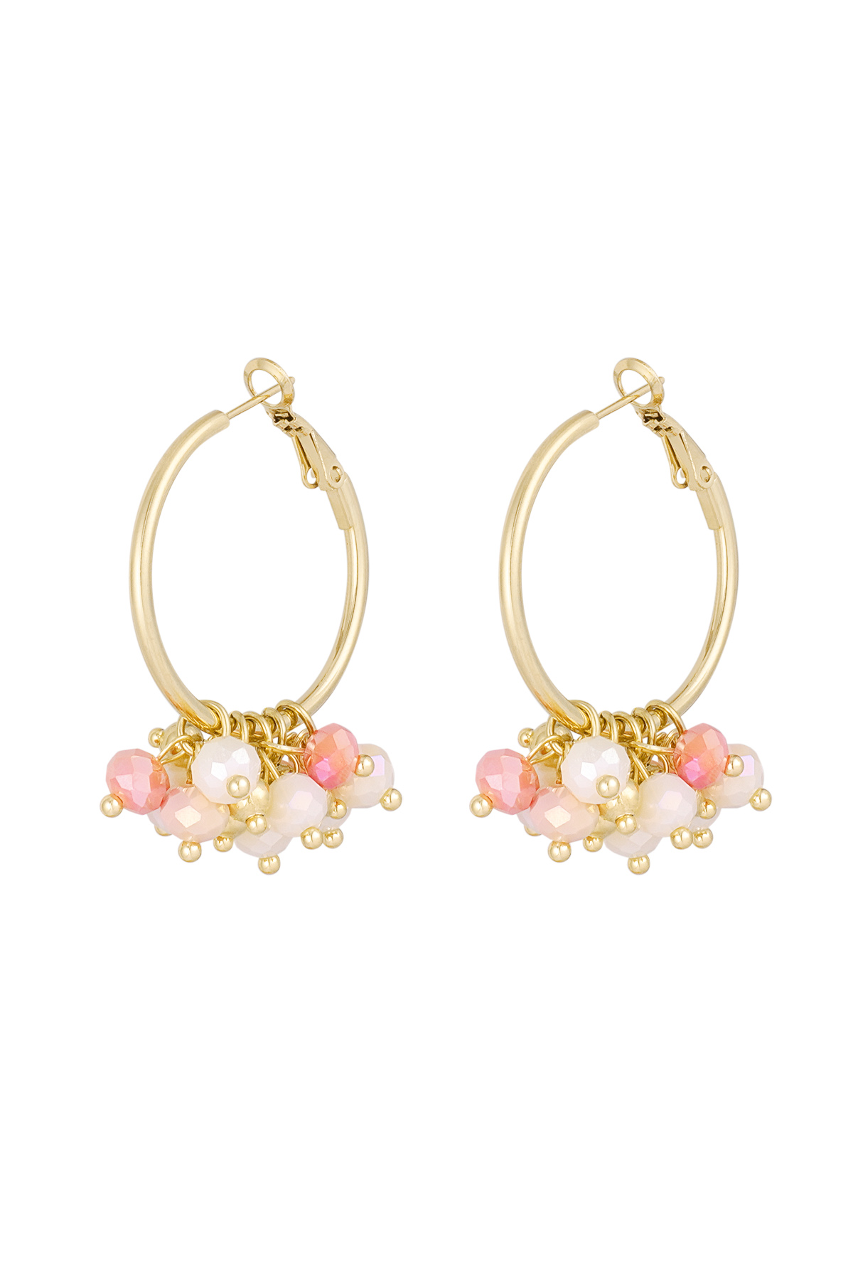 Cheerful earring with colored crystals - coral 2