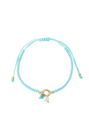 Geflochtenes Armband mit Perle - hellblau h5 