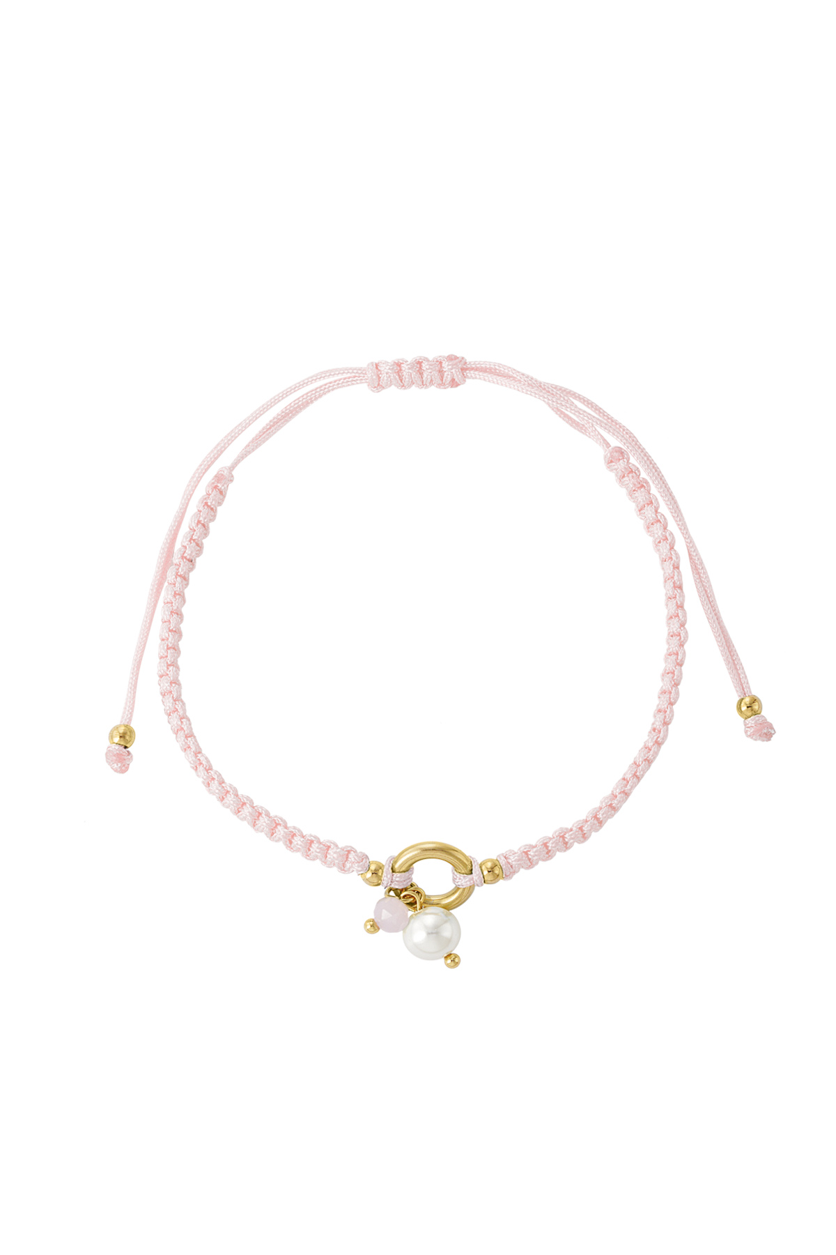 Bracelet tressé avec perle - rose clair
