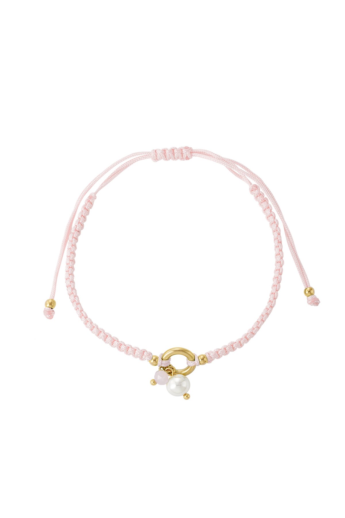 Bracelet tressé avec perle - rose clair 2