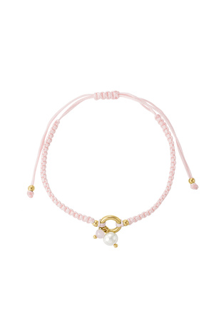 Braided bracelet with pearl - pale pink h5 