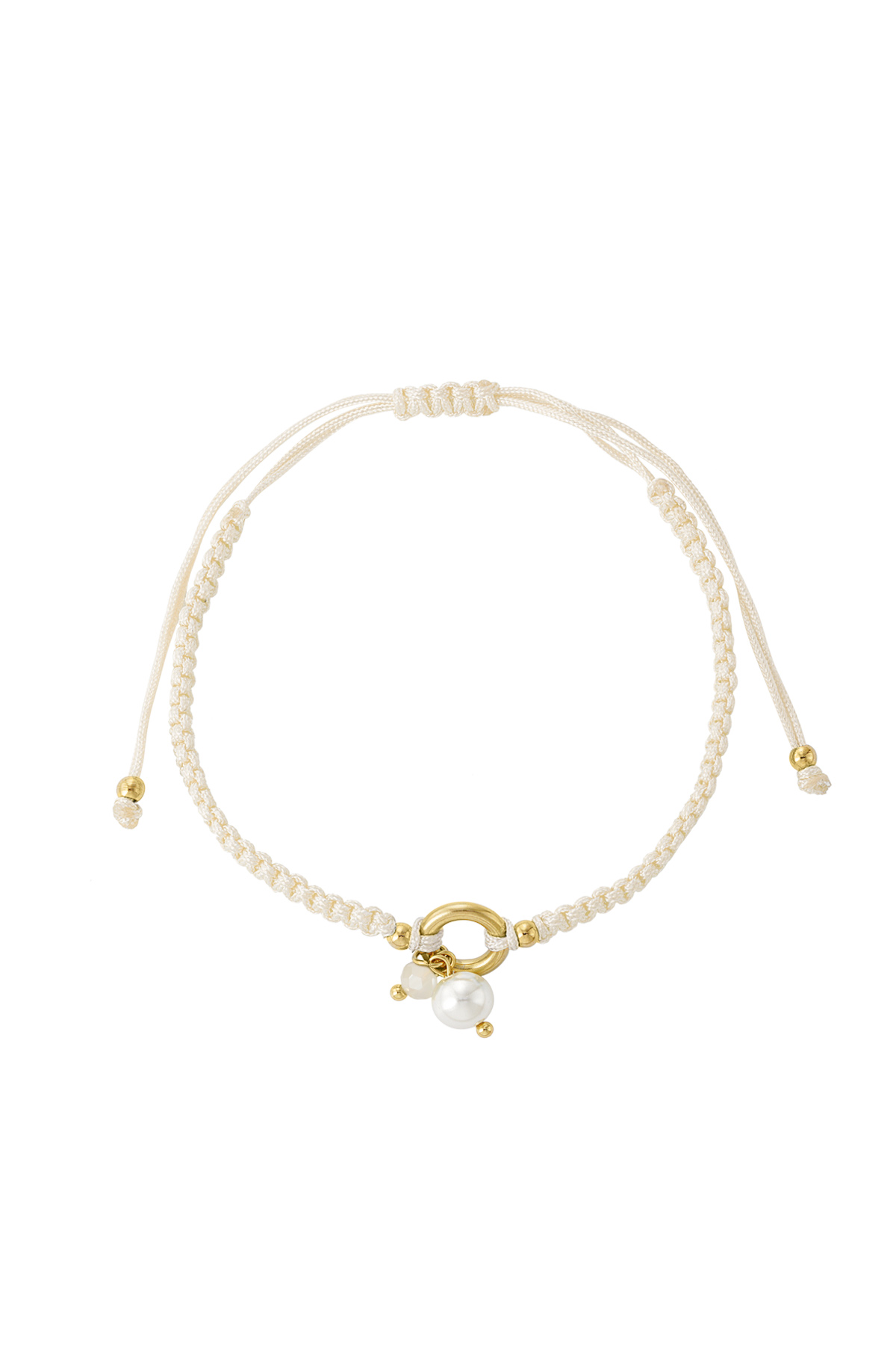 Braided bracelet with pearl - beige