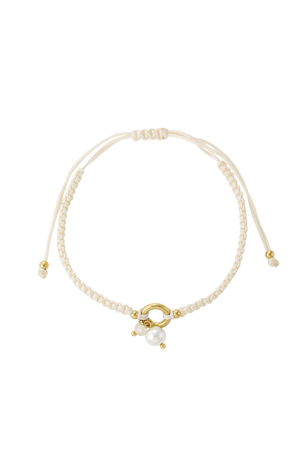 Braided bracelet with pearl - beige 2