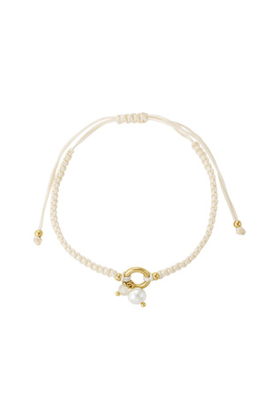 Braided bracelet with pearl - beige h5 