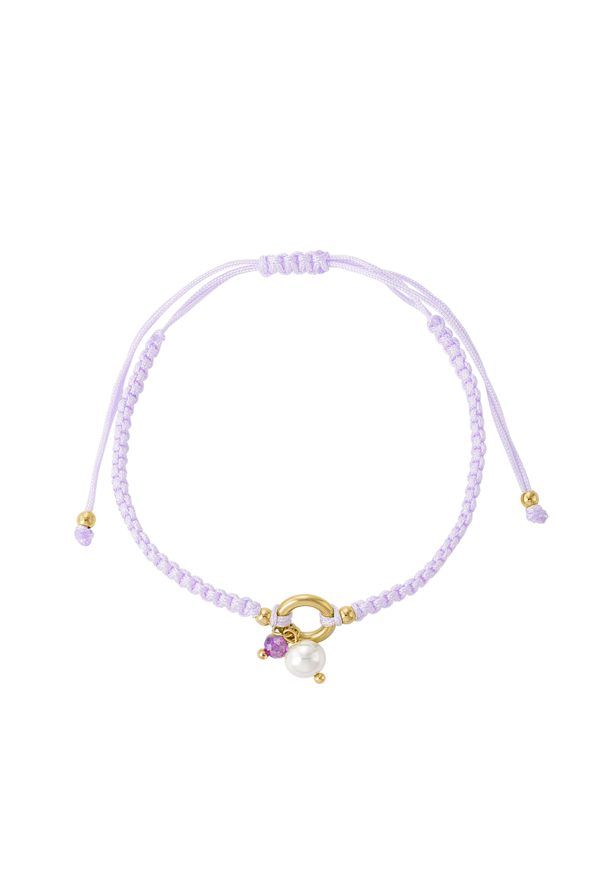 Braided bracelet with pearl - lilac