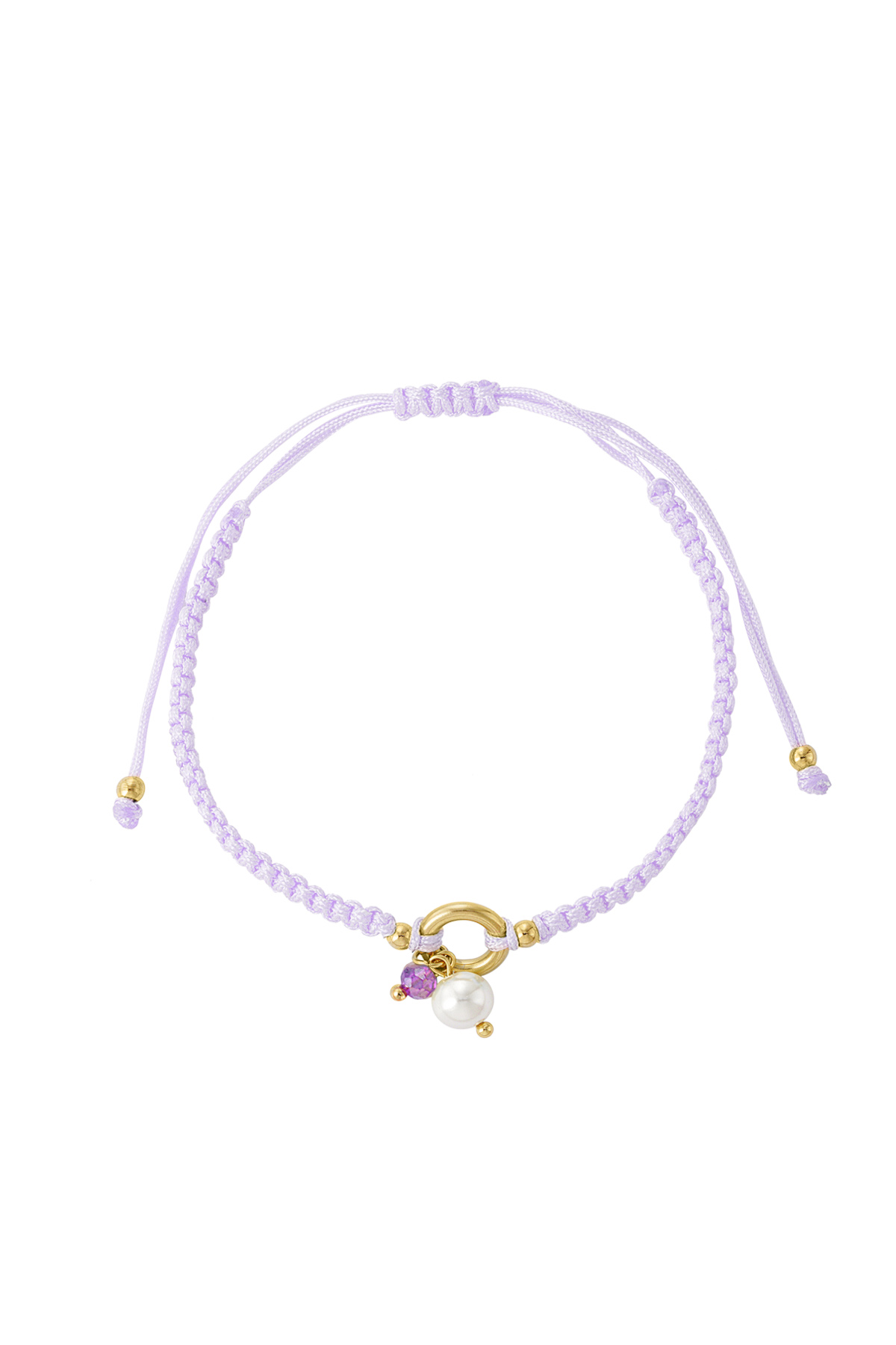 Braided bracelet with pearl - lilac 2