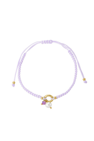 Bracelet tressé avec perle - lilas h5 