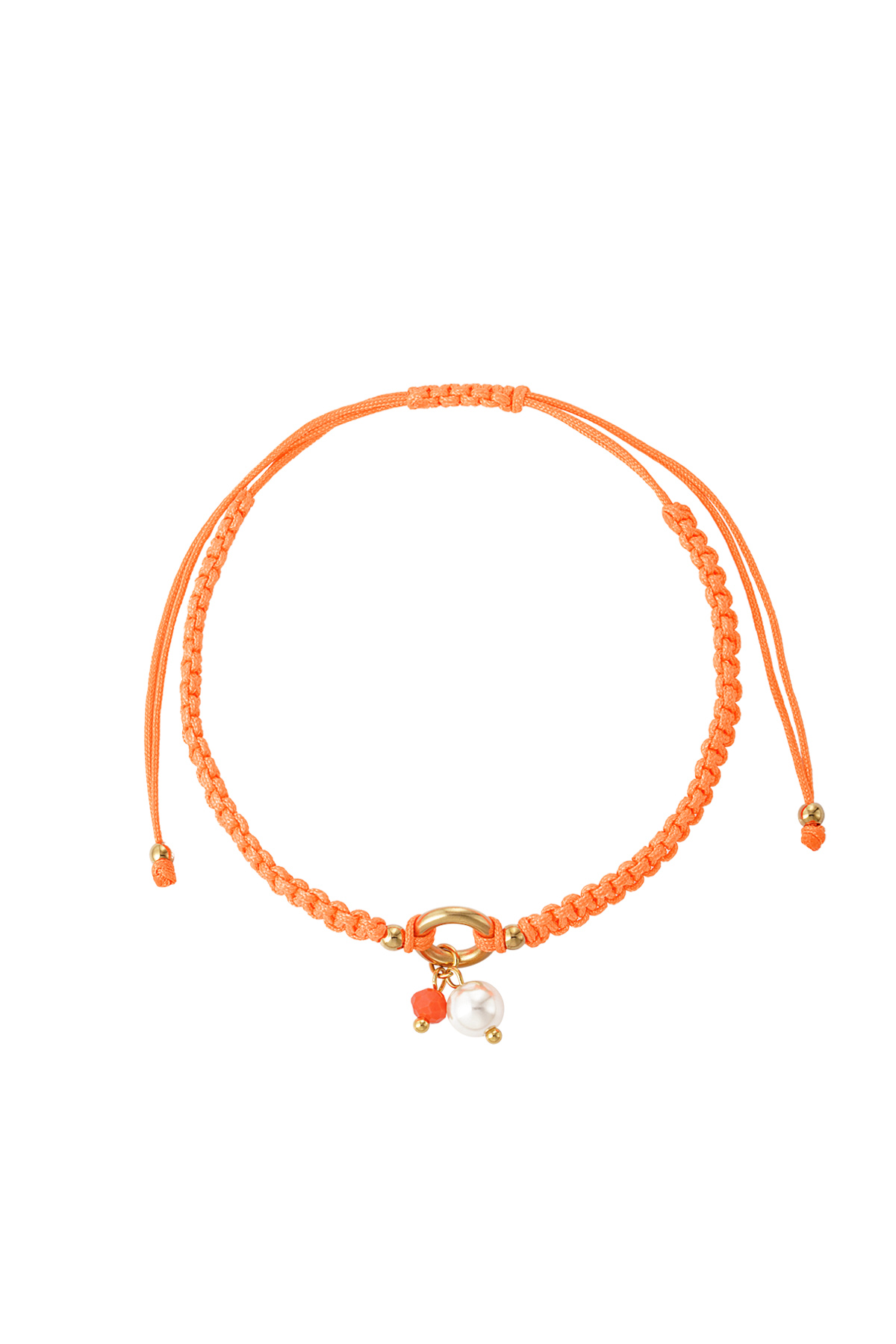 Geflochtenes Armband mit Perle - Orange