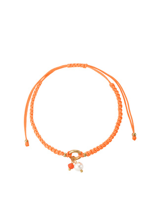Geflochtenes Armband mit Perle - Orange h5 