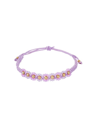Braided bracelet with flowers - lilac  h5 