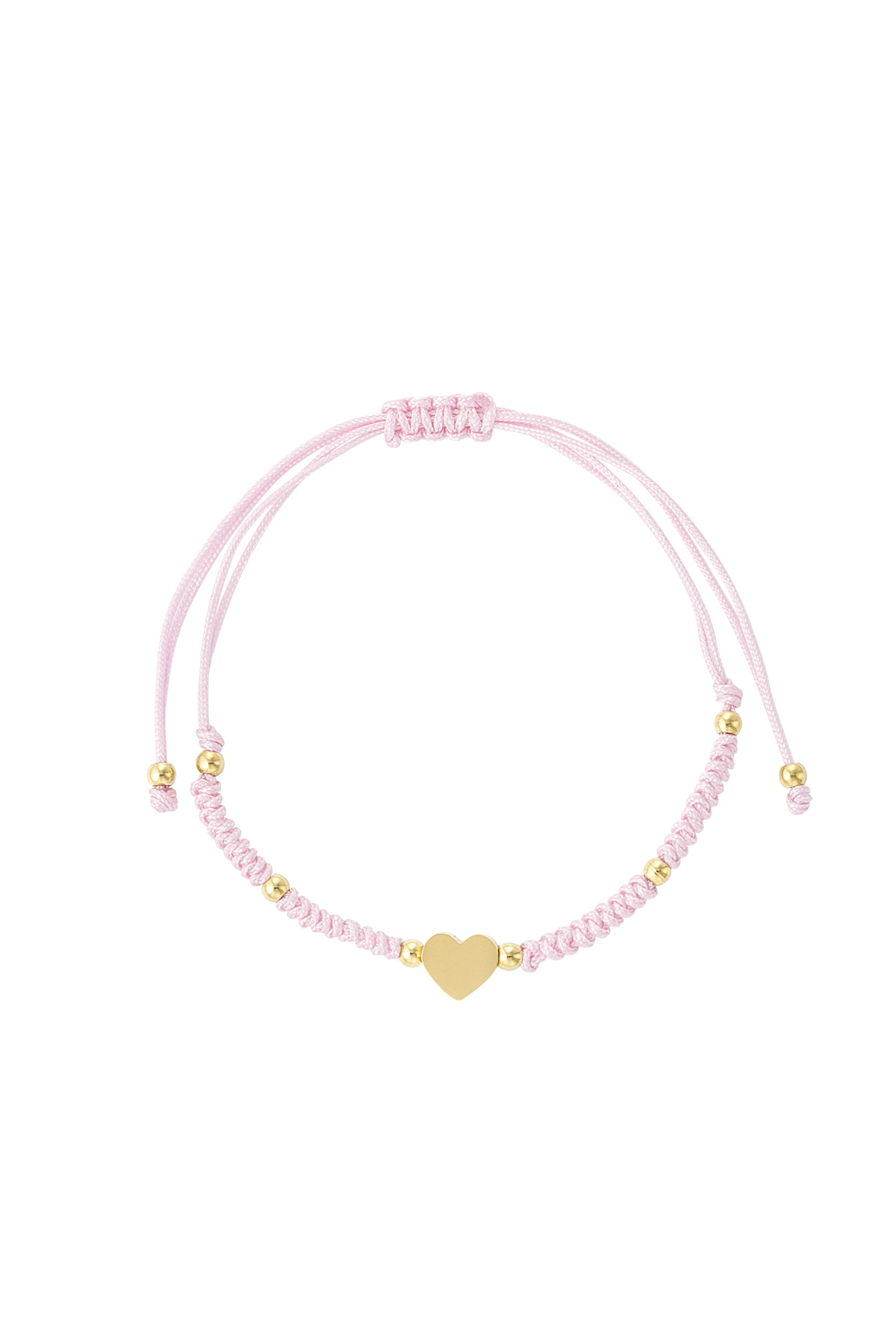 Gevlochten armband met hart - roze/goud