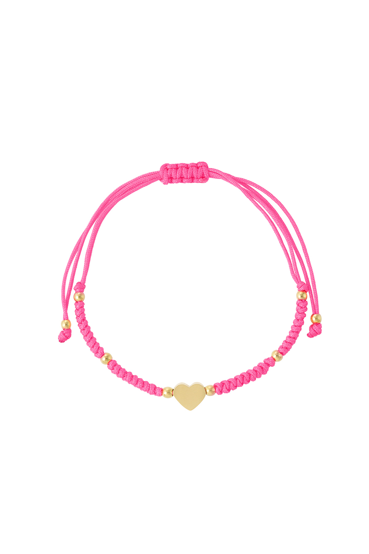 Braided bracelet with heart - fuchsia