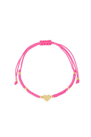 Braided bracelet with heart - fuchsia h5 