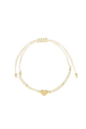 Braided bracelet with heart - beige/gold h5 