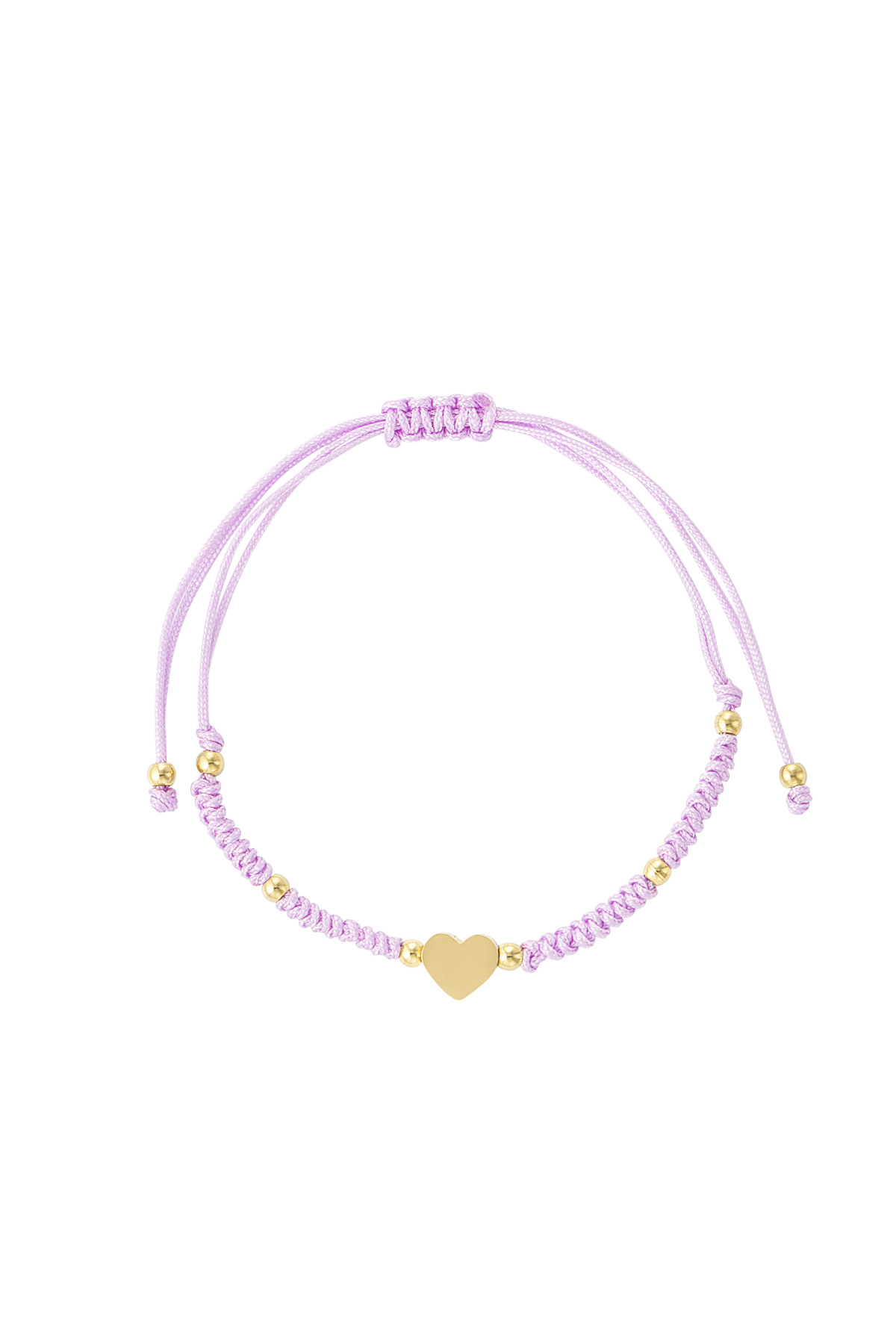 Braided bracelet with heart - lilac