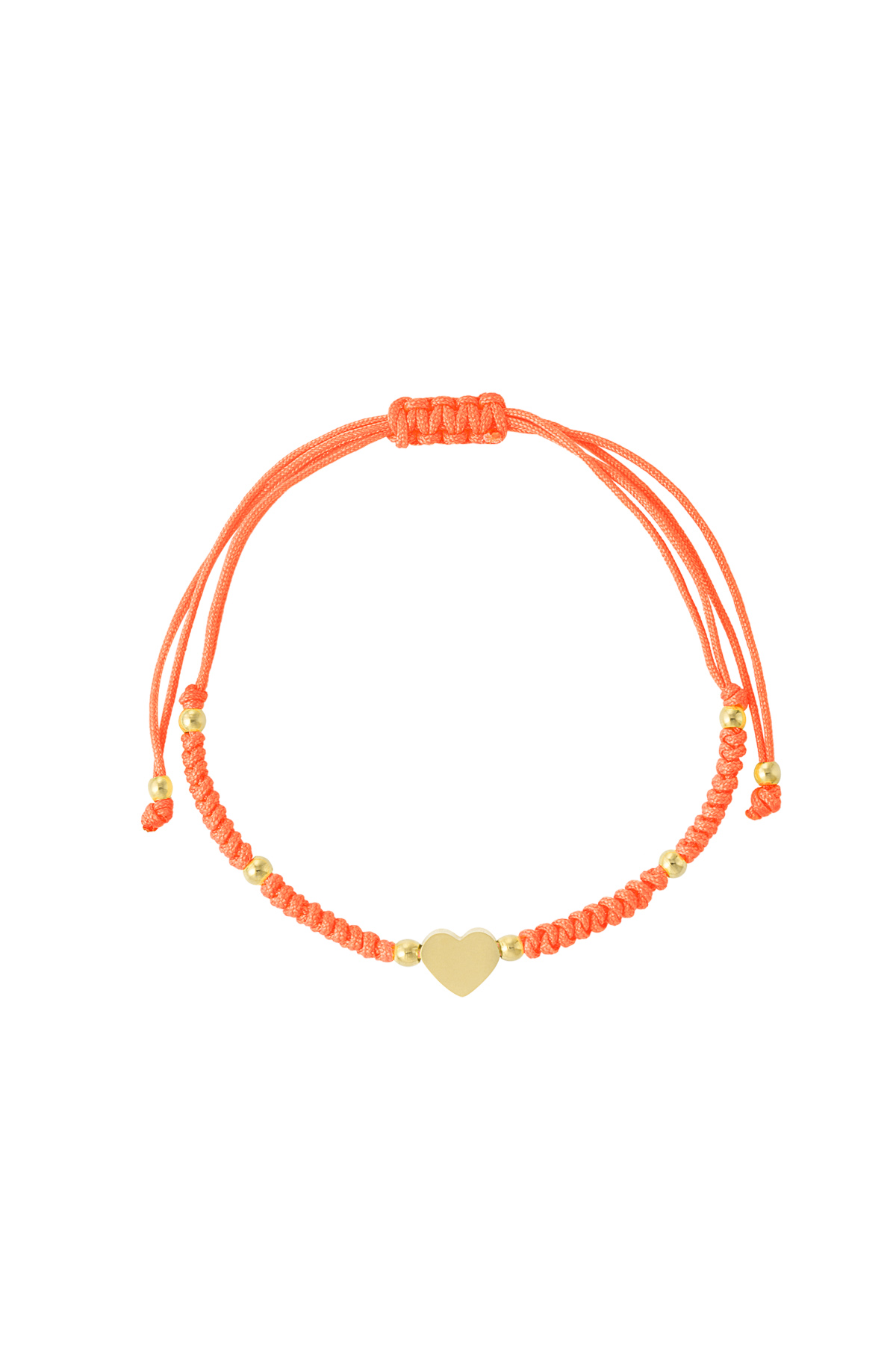 Gevlochten armband met hart - oranje/goud 