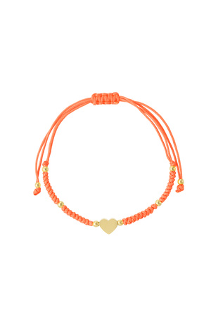 Gevlochten armband met hart - oranje/goud  h5 