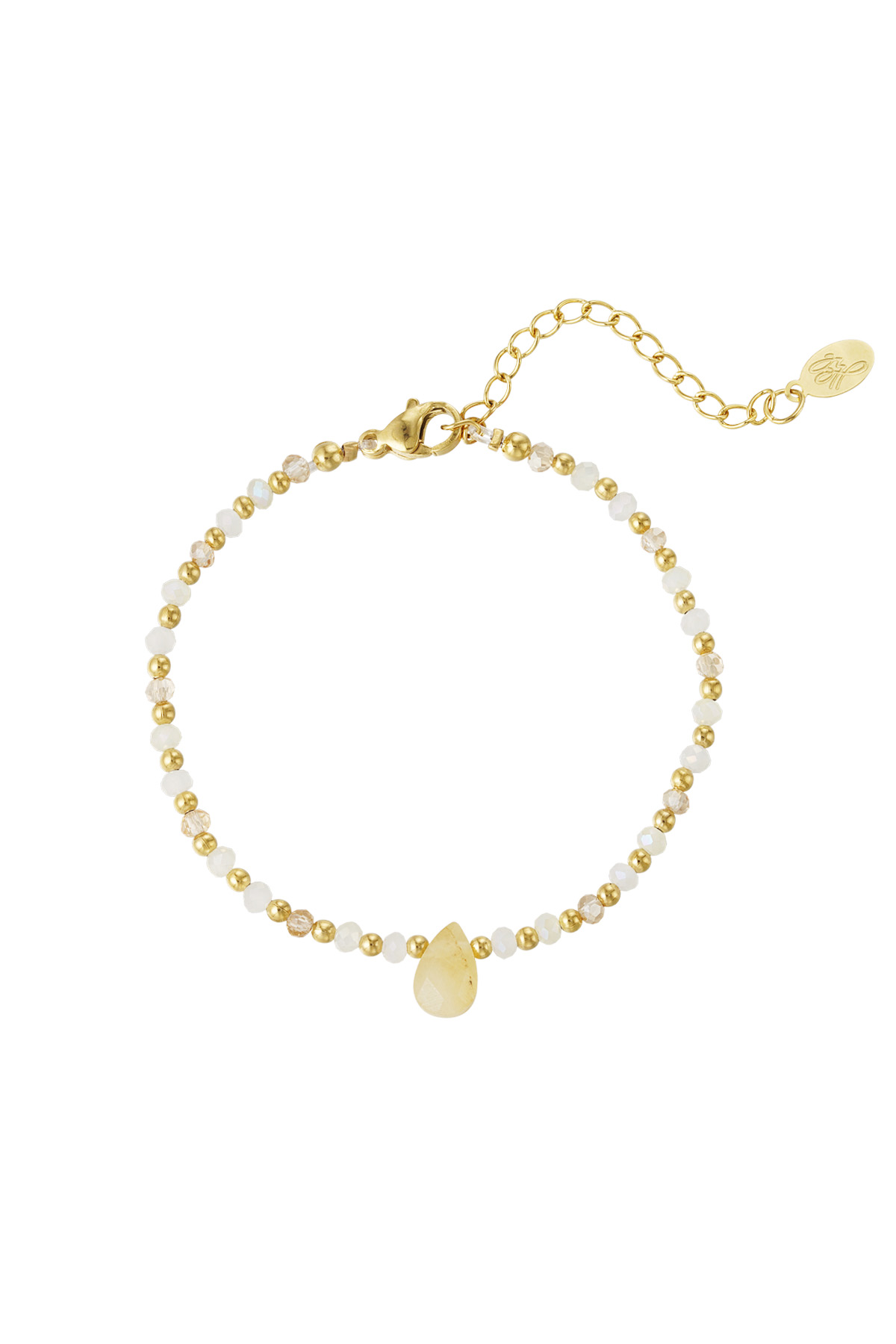 Bead bracelet with drop charm - off-white h5 