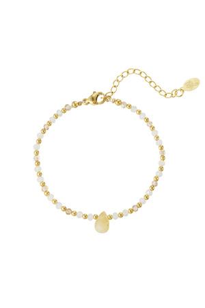 Bracelet perles avec breloque goutte - écru h5 