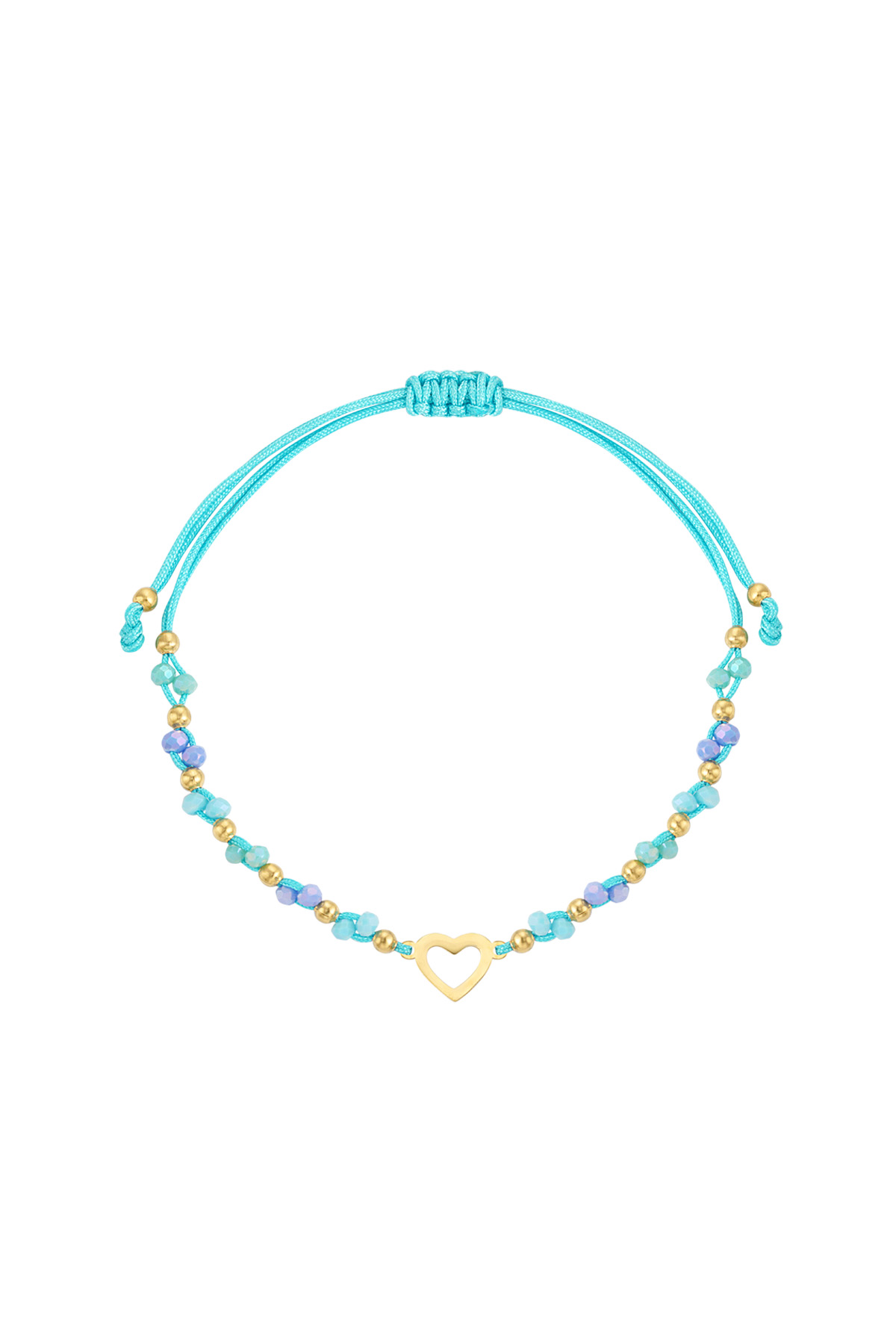 Bracelet d'été coeur coloré - or bleu