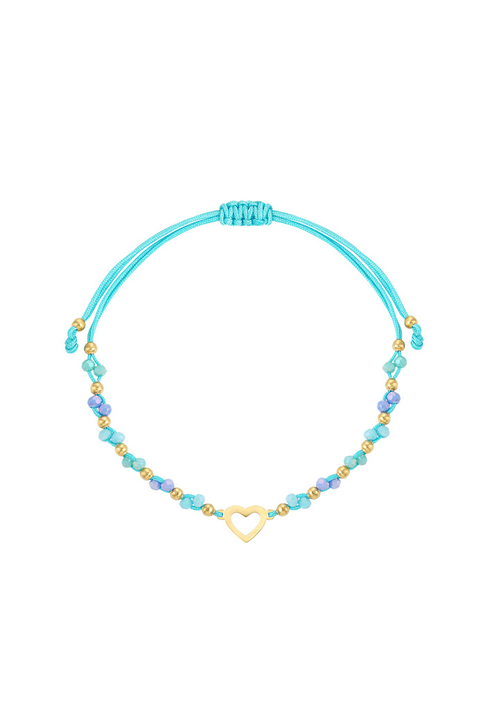Bracelet d'été coeur coloré - or bleu 