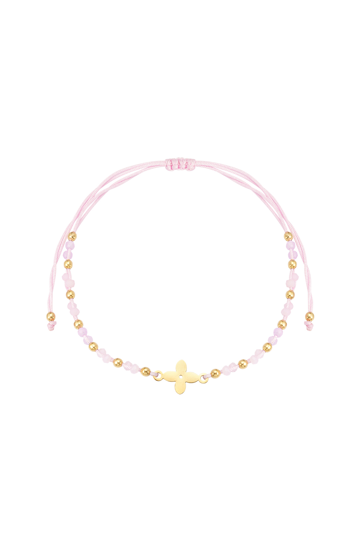 summer bracelet with beads - pink / gold
