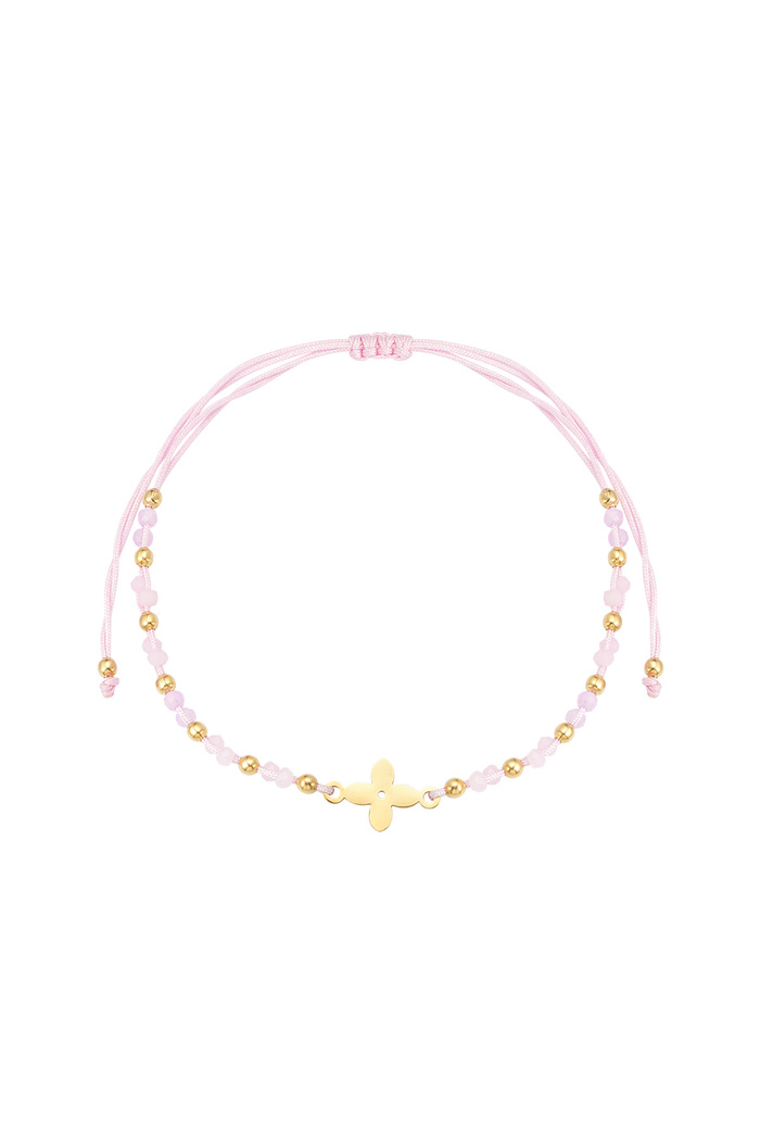braccialetto estivo con perline - rosa / oro 
