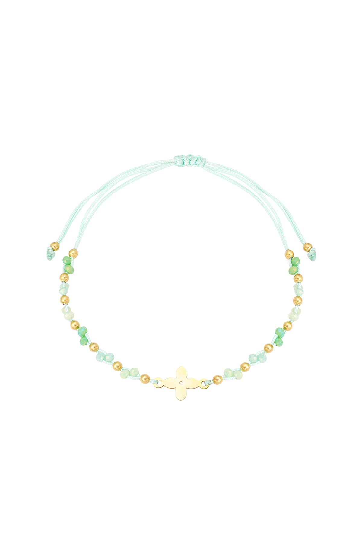 summer bracelet with beads - green / gold