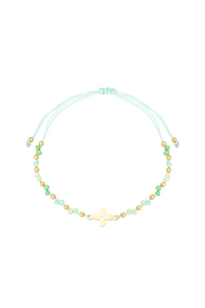 summer bracelet with beads - green / gold h5 