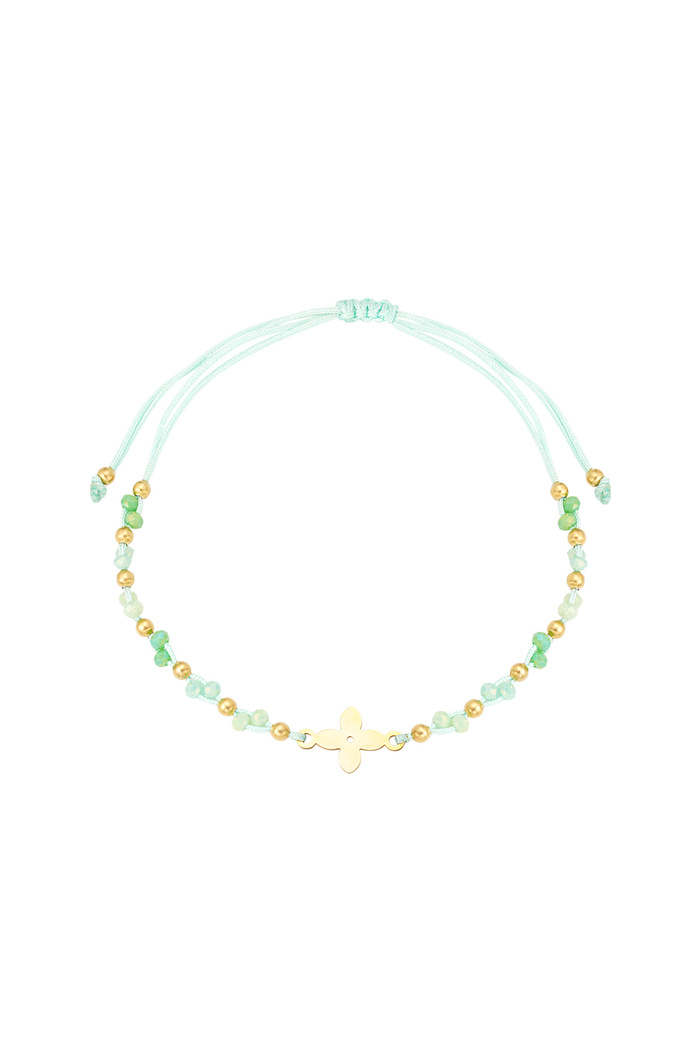 summer bracelet with beads - green / gold 