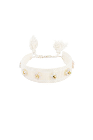 Fabric bracelet with flowers - off-white h5 