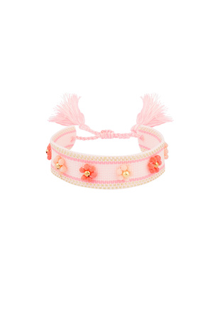 Fabric bracelet with flowers - pink h5 