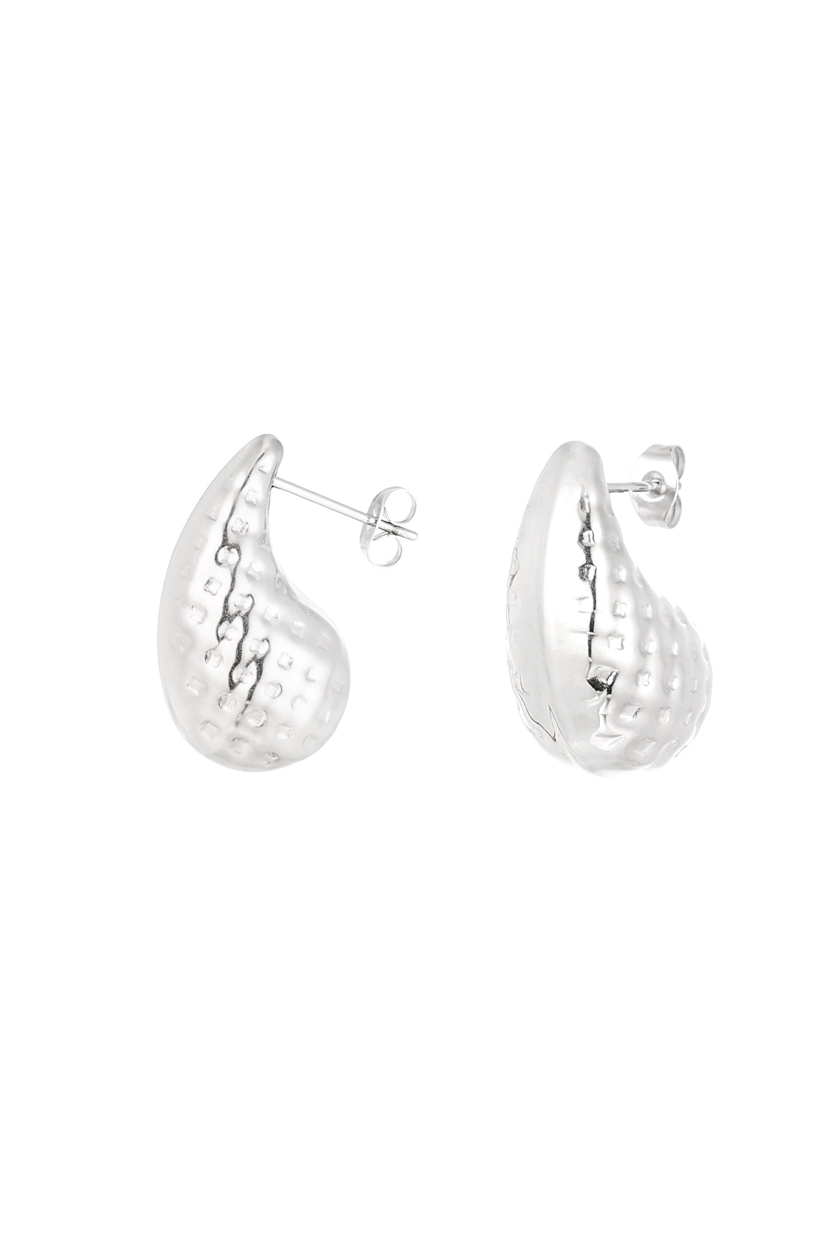 Drop earrings with structure small - silver h5 